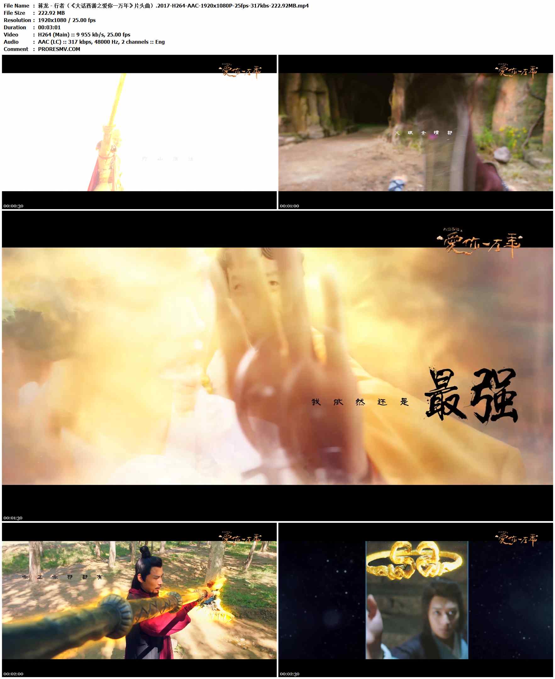 蒋龙 - 行者（《大话西游之爱你一万年》片头曲）.2017-H264-AAC-1920x1080P-25fps-317kbs-222.92MB官方MV_高清MV